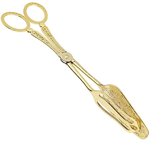 Gold Tongs for Serving Food, Gold Tongs Golden Zinc Alloy Arabic Vintage Salad Tongs Buffet Clamps for Bread Clips, Food Clips and Cake Clips (Golden tip)