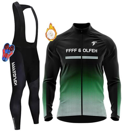 Radtrikot Set,Winter Fahrradbekleidung Herren Fahrrad Jacke + Hose Set Winter Thermo Fahrradbekleidung + 9D Gel für Radfahren MTB Outdoor (PT14,4XL)