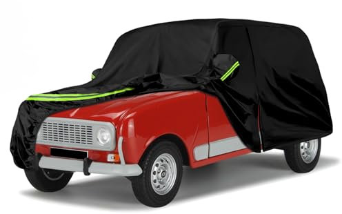 Housse Bache Voiture Exterieur Hiver Remplacement pour Renault 4/4L/R4 1961-1992, Couverture de Voiture Protection Anti-UV Personnalisé, Garage Complet Bandes Réfléchissantes