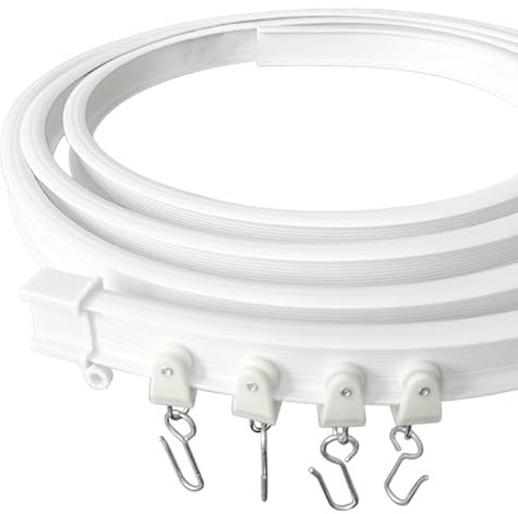 Riel de cortina de techo flexible de 3 m, riel de cortina curvado con ruedas silenciosas, ideal para ventanas de ducha, separadores de habitaciones de autocaravanas, privacidad y decoración del hogar