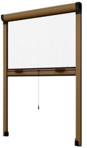 CILVANI ZANZARIERA A RULLO FRIZIONATA CON APERTURA VERTICALE COLORE BIANCO MARRONE BRONZO (BRONZO, 100X170)