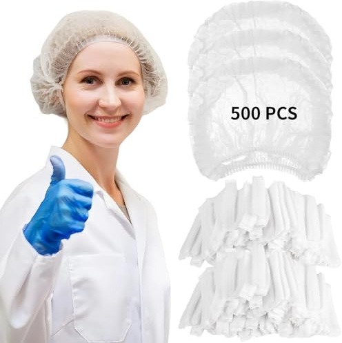 Einweg-Haarnetze für Gastronomie, 53 cm, Vlies-Haarnetze für Gastronomie, Krankenhäuser und Salons, elastische Haarnetze für Damen/Herren, NHS-konforme PSA für Krankenpflege, Labor und Küchenpersonal
