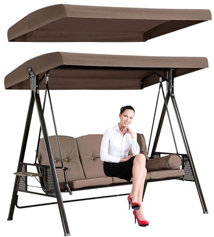 DFANCE Ersatzdach für Hollywoodschaukel,Ersatzdach Gartenschaukel 2 3-Sitzer,Wasserdicht und UV-Schutz Hollywoodschaukel Ersatz-Bezug Ersatzbezug Sonnendach(Size:3 Seater:198×125cm/79×49in)