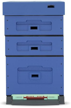 LYSON Bienenbeute Styropor Dadantbeute Dadant Blatt Beute OPTIMA Bienenstock-Set mit niedrigem Varroa-Kunststoffboden (DUNKELBLAU) für die Selbstmontage (Passende Rahmen:47×43,5x30cm;47×43,5x15,9cm)