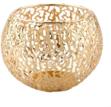 Bougeoirs dorés avec design creux complexe pour bougies votives et bougies chauffe-plat (doré)