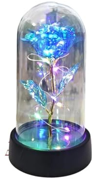 Ymnilian Glass Rose, Forever Rose Eternal Light Foil Flower In Glass Cover Anniversary Favors Wedding Gifts For Guests Bridesmaid Valentines Day(Yellow)