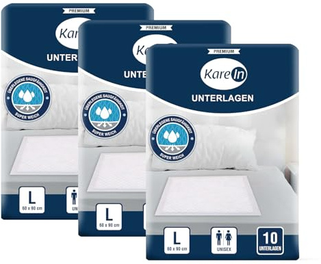 Inkontinenz Bettunterlage 60×90cm – 30 St. Unterlagen Bett Inkontinenz | Wasserdicht & Saugstark - Einweg Betteinlagen Inkontinenz Für Erwachsene, Kinder und Babys