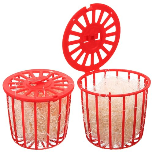 Angoily 2 pièces Nid Oiseau Suspendu pour Perroquets Bol Plastique pour Nidification Perruche pour Cage Lot de Rouge Facile à Installer Environnement Naturel pour Oiseaux