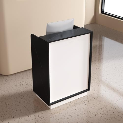 Koncey Empfangstheke aus Holz mit Verschließbaren Schubladen, Rezeptionstheke-Verkaufstheke-Empfangstresen für Lobbys, Salons, Einzelhandel, Home-Offices(Schwarz,L 100 x W 50 x H 110 cm)