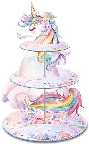 QiLumier soporte de 3 pisos para cupcakes, torre para postres, soporte para magdalenas, accesorios de fiesta para bodas, cumpleaños, pasteles, bollos y tartas
