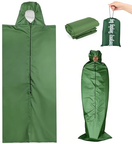 EEEKit Saco Vivac, Saco De Emergencia Impermeable con Capucha, Manta Ligera para Camping Senderismo Y Uso Exterior