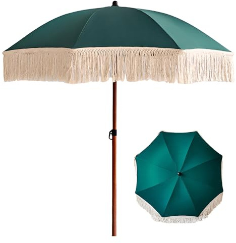 YAVYAV Parasol De Jardin Extérieur 180cm Avec Franges, Imperméable, Coupe-Vent, Anti-UV, Parasol Plage De Style Hawaïen Pour Piscine Pelouses Terrasse Pique-nique Mariage