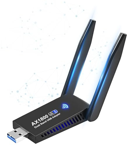 Wifi Stick para PC WiFi 6 AX1800 Adaptador WiFi Dual Band 5 GHz/2.4GHz USB 3.0, controlador integrado, Plug & Play, OFDMA+MU-MIMO, WPA3-SAE, WiFi Dongle compatible con Windows 11/10
