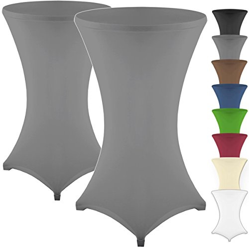 Gräfenstayn 2er-Set Stretch Stehtischhusse Diana mit Öko-Tex Siegel, Verstärkung im Fußbereich, in vielen Farben und Größen Ø60-65cm / Ø70-75cm / Ø80-85cm (Anthrazit, Ø70-75cm)