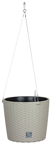 Pflanzschale D 26 cm mocca Hängetopf Rattan Blumentopf Bewässerungssystem