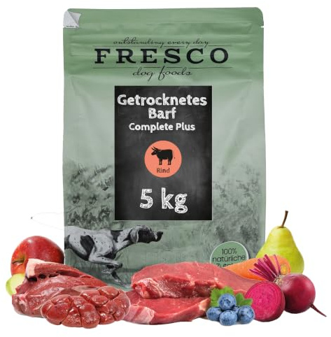 FRESCO Dog TrockenBarf für Hunde Rind 5kg | 100% frisch, Barf Complete Hund | Getreidefrei, zuckerfrei | 80% Frischfleisch | BARF Hundefutter trocken ohne künstliche Zusätze | Aus Deutschland