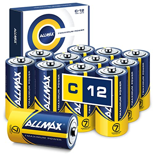 Allmax C Baby (LR14) Maximum Power Alkaline Batterien (12 Stück) – Ultra-Langlebigkeit, auslaufsicheres Design, 7 Jahre Haltbarkeit, maximale Leistung (1,5 V)