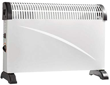 Perel Konvektorheizung 2000W, elektrischer Konvektor mit 3 Heizstufen, Thermostat, IP20 Überhitzungsschutz, freistehend oder Wandmontage für Räume bis 60 m³