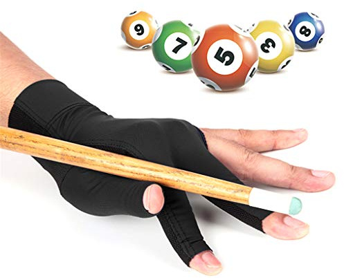 Billardhandschuh 3-Finger-Handschuhe Links Öffnen Finger Snooker Handschuh mit Polster Schnelltrocknend Atmungsaktiv für Linke Brücke dehnbarer Pool Queue Billard Zubehör Männer Frauen Erwachsene