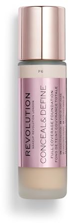 Makeup Revolution, Conceal & Define Grundierung, F6, 23ml