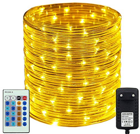 RcStarry Durchmesser 3mm Lichtschlauch Außen, 30M 300 LEDs Schlauch lichterkette IP67 Wasserdicht, Strombetrieben Lichtschlauch mit Fernbedienung für Innen/Außen, Garten Dekolicht - Warmweiß