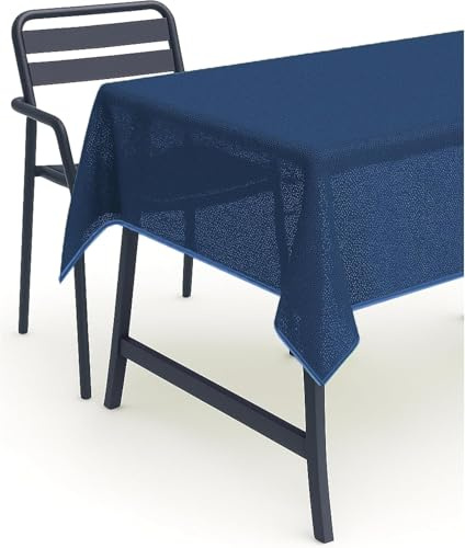 texpot Gartendecke 140 x 180 cm oval blau mit Saum abwaschbar Gartentischdecke Balkon Terrasse wetterfest