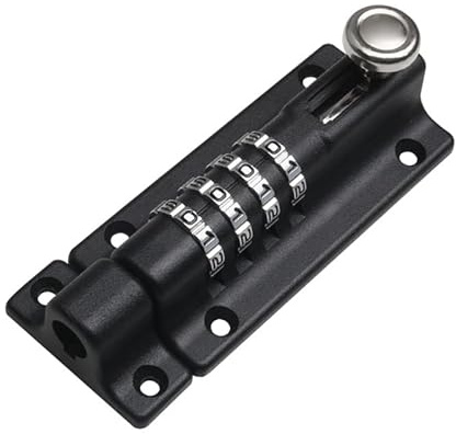 WANGCL Perno de bloqueo de combinación de 4 dígitos deslizante con cerradura deslizante de acero inoxidable de 120 mm con tornillos antimanipulación (negro)