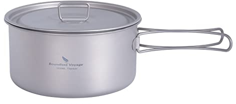 Boundless Voyage Set di pentole da campeggio leggere, in titanio, portatile, per cucinare all'aperto, viaggi, escursionismo, trekking, zaino in spalla, per 1-5 persone (1,8 pentole)