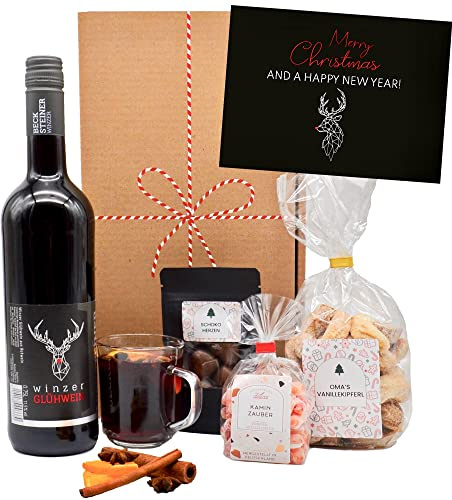 Glühwein Geschenkset „Nürnberg“ | Geschenkkorb mit Winzer Wein, Schokolade & Süßigkeiten | Geschenk Set zu Weihnachten
