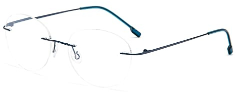 KoKoBin Round Randlos Lesebrille super Light Titanlegierung Lesehilfe für Damen und Herren (Blau, 2.5, diopters)
