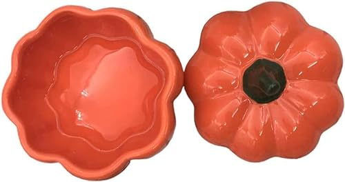 Ciotola per zuppa di Zucca in Ceramica con Coperchio Zuccheriera Natalizia in Porcellana a Forma di Zucca Barattolo per condimento Pentola per condimento Gadget da Cucina Ciotola per lattine al VAP