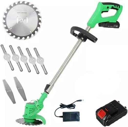 Vokot DC1 Decespugliatore elettrico a batteria 21V, tagliaerba portatile con manubrio telescopico regolabile, tosaerba ergonomico per prato cespugli erba, doppia batteria inclusa