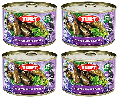 Feuilles de vigne farcies avec riz, recette turque saine prête à manger, dolmas. 397 g (lot de 4)
