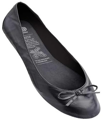 Rollasole Ballet Pumps –Back to Black - Rollable Flat Shoes for Women – Stylish Roll Up Slip on Ballet Flats (UK Footwear Size System, Adult, Women, Numeric Range, Medium, 3, 4)