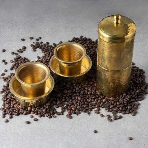 Brass Coffee Filter Medium & Davara Tumbler Combo