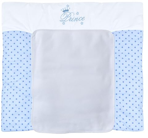 Baby Delux Wickelauflage 75x70 cm weiche Wickelunterlage Wickeltischauflage mit Frotteeauflage wasserdicht waschbar (Prince Stars)