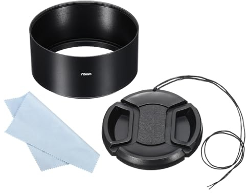 PATIKIL 72mm Paraluce con Superficie Opaca a Lunga Distanza Interno Nero | con 77mm Tappo Obiettivo e Panno Pulizia, per Obiettivo Fotocamera, Antiriflesso
