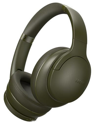 DOQAUS Bluetooth Headphones Over Ear, 90H Playtime, 3 EQ Mode, HiFi Stereo Bass, Soft Earmuff, Foldable Headphones for Phone/PC (Military Green)