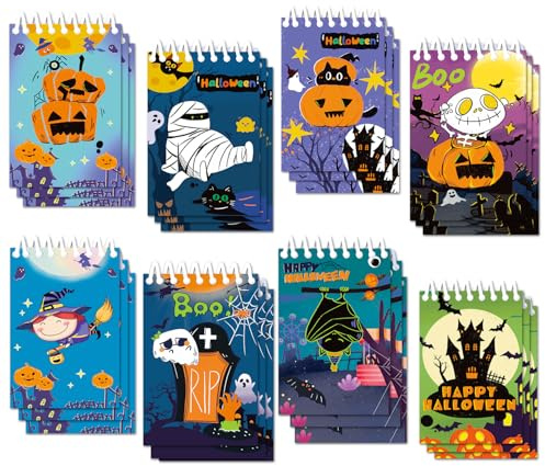 ZALAON Mini Notepads Halloween，24 Stücke Halloween Notepads Notizbuch kinder kann zum Aufzeichnen aller Arten von Informationen als Memo oder als Geschenk für Kinder werden