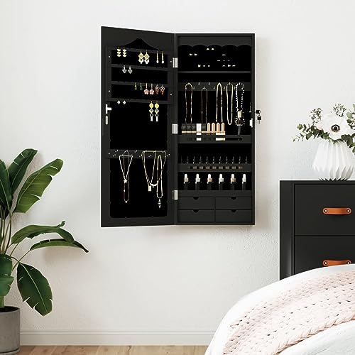 AUUIJKJF Heimartikel, Spiegel, Schmuckschrank, Wandmontage, schwarz, 37,5 x 10 x 90 cm, Anzugmöbel