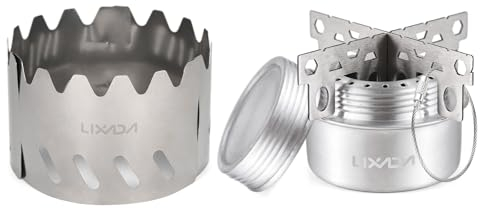 Lixada Réchaud à alcool portable avec couvercle/support croisé/pare-brise d'extérieur ultra léger en alliage d'aluminium pour le camping, la randonnée, la randonnée