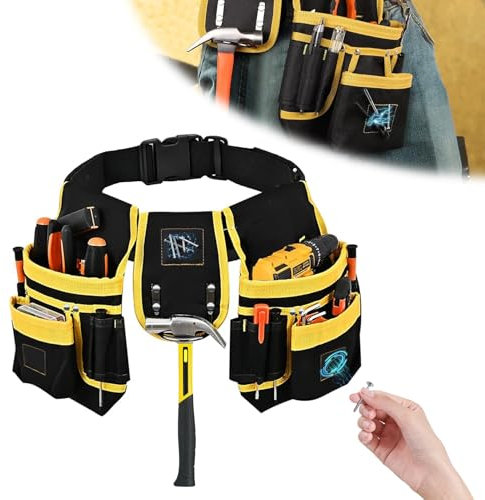 Cintura Porta Attrezzi,Porta Attrezzi da Cintura, con 26 tasche Cintura per Attrezzi da Lavoro,Cintura Elettricista per uomo,staccabile e regolabile per elettricisti,falegnami