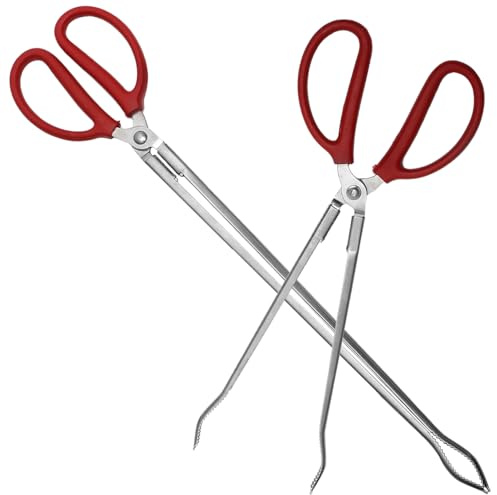 minkissy 2 Stück Edelstahl Müllgreiferzange Scherenzange mit Großer Öffnung 53cm und 38cm für Hausgebrauch und Rucksacktouren