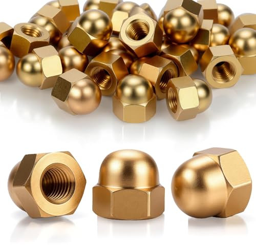 SWTYExt 5 Stück Hutmuttern M12 Messing Hutmutter DIN 1587 Hohe Form Hochwertige Kappenmuttern Sechskant Hutmuttern Kuppelkopf für Motorräder Fahrrad Möbeln Schrauben Gewindestangen