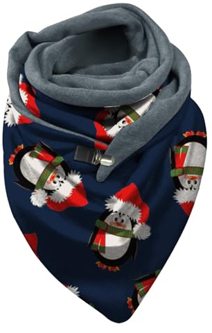 Schal Damen Winter Weihnachtsschal, Dreieckstuch Damen, Kaschmir Schal, Halstuch Damen mit Weihnachten Lustig Muster Und Knopf Strick Winterschal Warm Moderne Fleece Schal Für Damen Jungen Und Mädchen