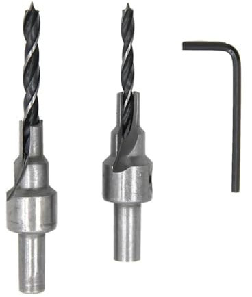 LZZYFPX 2 uds Dos Bordes Tres Pasos carpintería Tres Puntos Taladro for Agujeros avellanado 4/5mm Cono autocentrante Broca for Agujeros Juego de Herramientas Durable