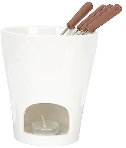 ABOOFAN Fonduta in Ceramica Pentola Removibile Per Sciogliere Cioccolato Ciotola Per Uso Domestico Scaldaformaggio Base Per Candela Da Tè Forchetta Included Per Servire Formaggio e Burro c