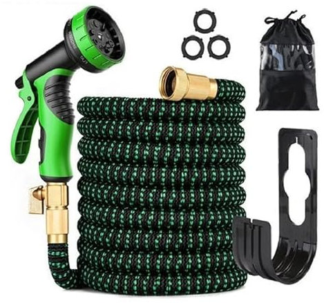 Garden Hose Expandable Heavy Duty 25-100FT Feet Flexible10 Function Water Spray Gun Gardening Irrigation and Cleaning (25FT/7.5M)