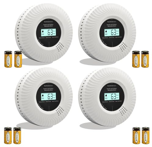 Carbon Monoxide & Smoke Alarm with Voice Alerts | 10-Year Sealed Battery | Dual Sensor Protection | EN14604 & EN50291 Certified | Fast Detection & Easy Installation (4-Pack)