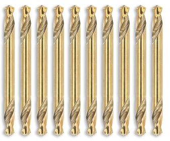 DelitonGude Juego de brocas de doble extremo de cobalto de 3,2 mm, 10 brocas M35 para puntos de soldadura para acero, hierro fundido y otros metales, comúnmente utilizado para bricolaje (DE-3,2 mm de